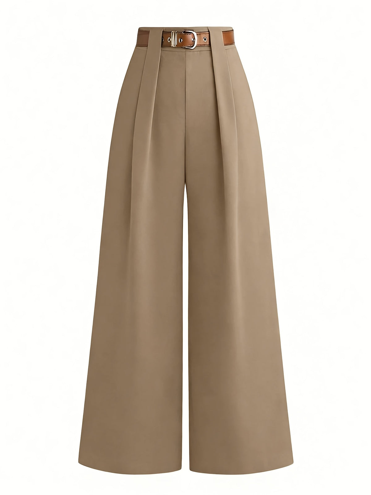 Plus Size, Tall Curve Plus-Size High-Waisted Series Women's Minimalist Pleated Straight-Leg Pants, Commuter - Khaki
