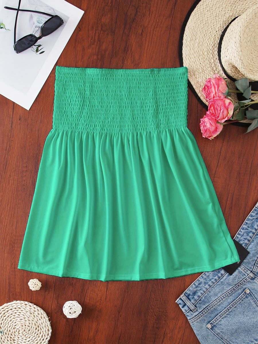 Women's Sexy Fashion Satin Off-Shoulder Crop Tube Top - Green