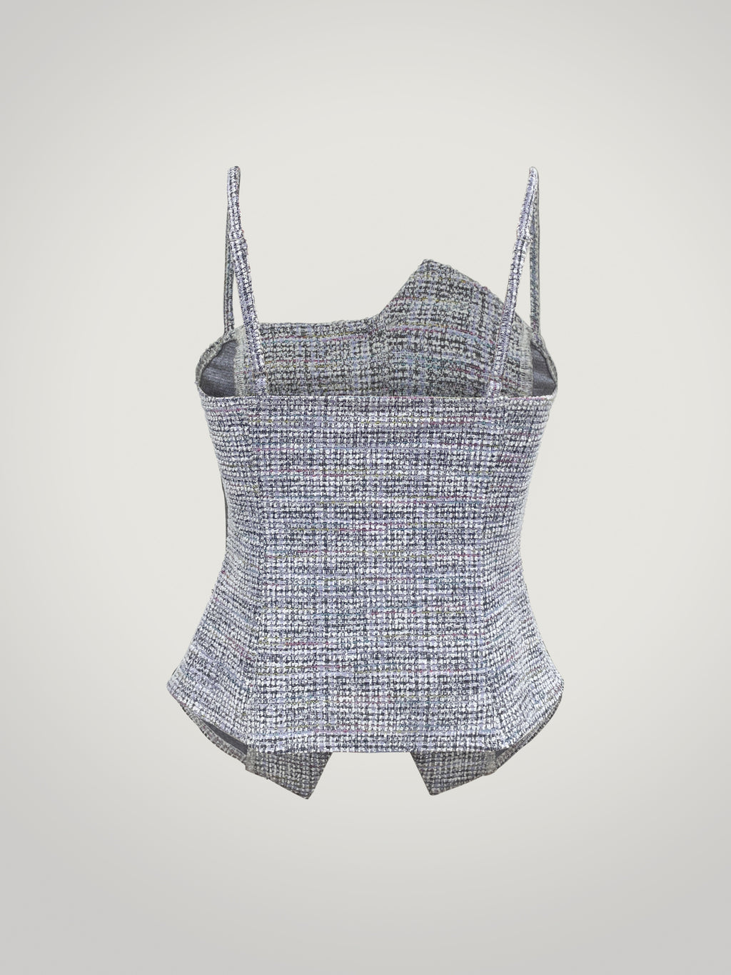 Stretch Jacquard Classic Elegant Style, Asymmetrical Button Placket Design, Fashionable and Versatile Casual Cinched Waist Camisole Tank Top - Navy Color