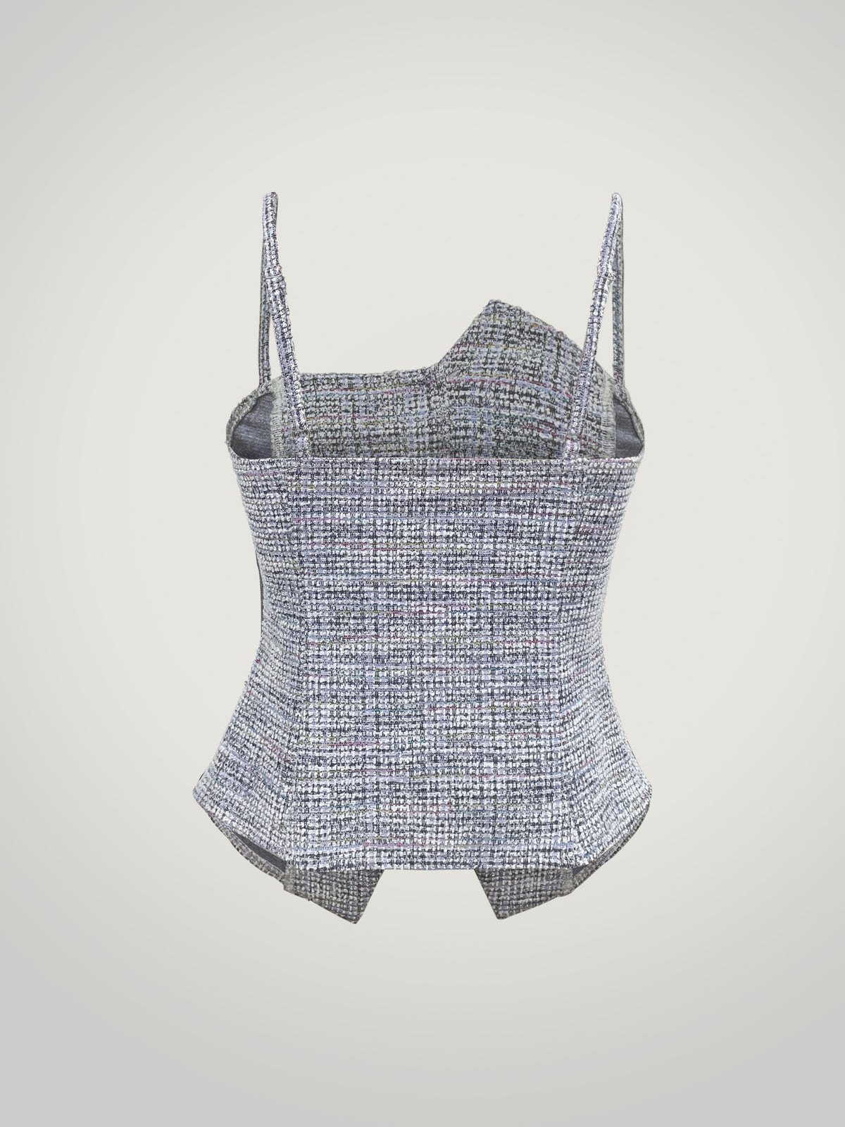 Stretch Jacquard Classic Elegant Style, Asymmetrical Button Placket Design, Fashionable and Versatile Casual Cinched Waist Camisole Tank Top - Navy Color