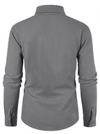 New Spring/Autumn Men's Long-Sleeve Shirt, Smooth Textured Linen Shirt with ECG Palm Tree Heart Line English Print, Loose and Breathable Lapel Shirt, Casual Comfortable Versatile Men's Top, Low-Key Minimalist American Vacation Style Men's Cardigan - Grey