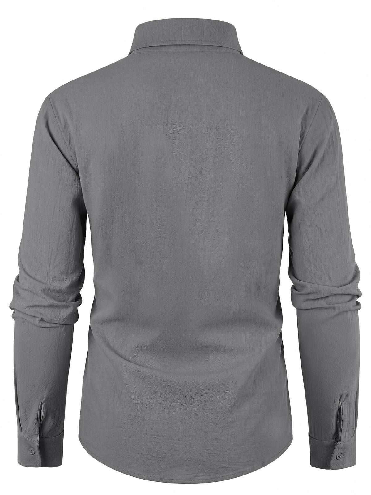 Men'S Spring Autumn New Linen Long Sleeve Shirt, Easy Breathable Casual Commuter Top with Life Heartbeat Line Handwritten English Print, Loose Flowing Relaxed Style for Travel And Beach Vacation - Grey