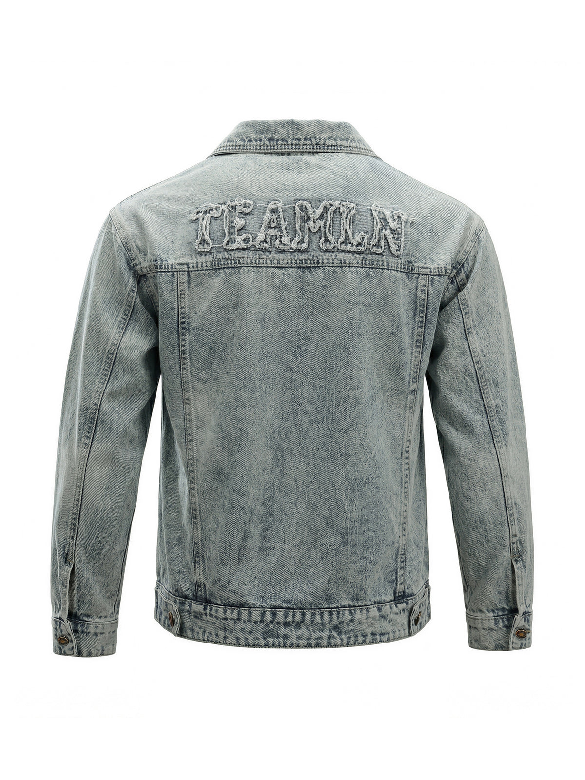 Men's Vintage Washed Denim Jacket Oversized Lapel Button Casual Trucker Coat Loose Fit Classic Jean Outerwear for European Sizes - Sky Blue