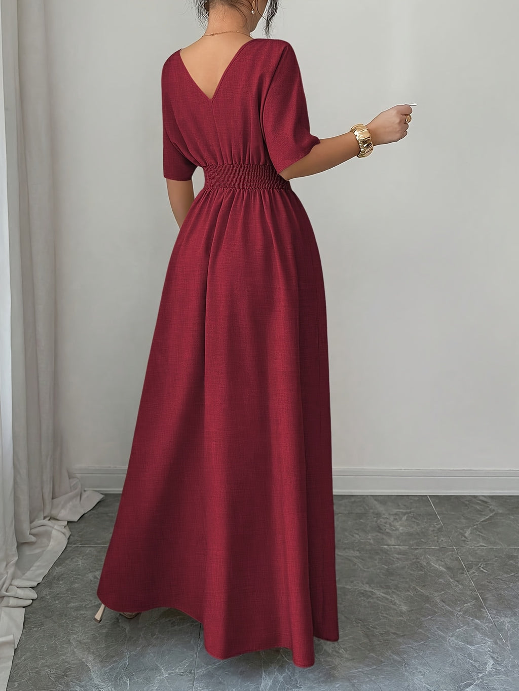 Elegant Women's Long Summer Dress - Red