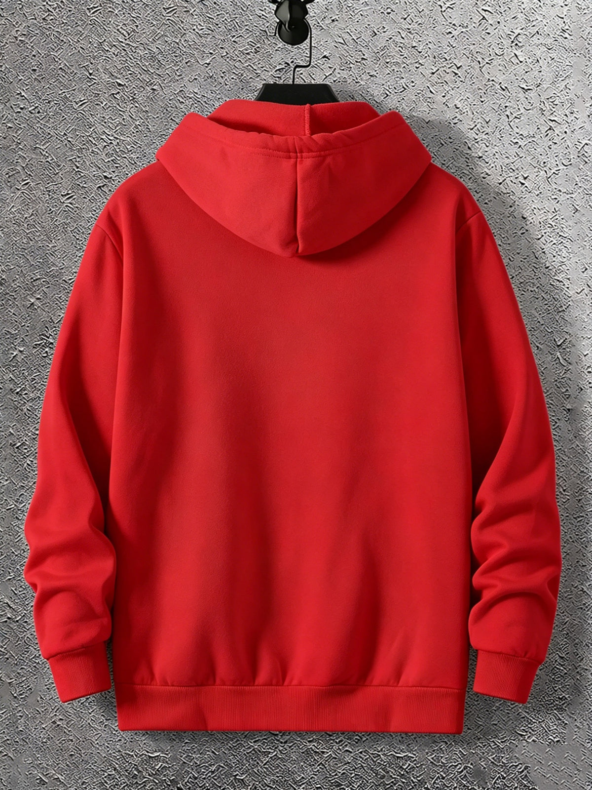 Warner Licensed Men'S Autumn Hooded Sweatshirt, Reinforced Ribbed Cuffs, Breathable Polyester Fabric, Hip-Hop Street Style Distorted Heart Wolf Pattern, Suitable for Retro Hip-Hop Outfits, Urban Trendy Men, Practical Kangaroo Pouch - Bright Red