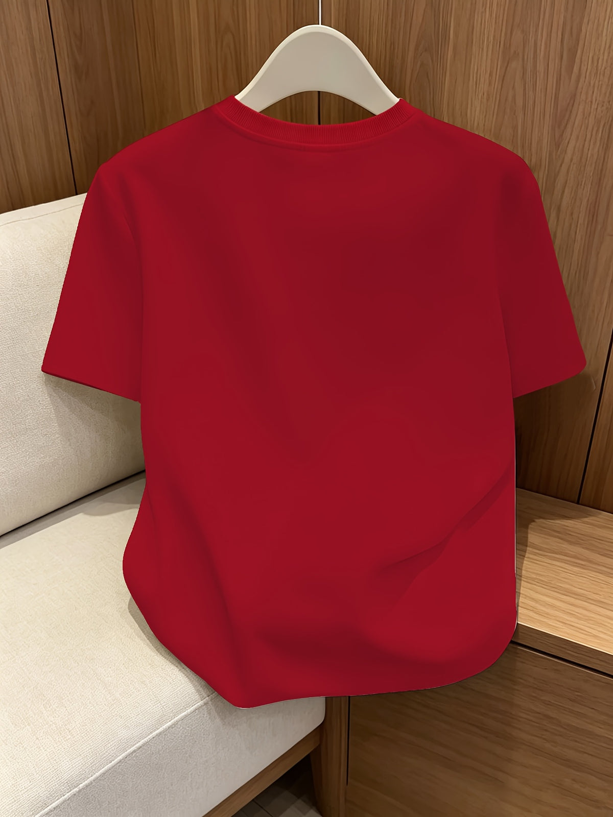 4pcs Set, Spring/Summer 4pcs Set, Solid Color Crew Neck Fashionable Simple Sweet Loose Short Sleeve T-Shirt, Summer/Spring Women's 4pcs Top Set - Army Green + Light Blue + Red + White