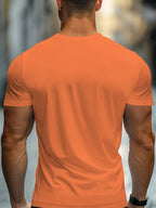 Unisex Trendy Letter Print Crew Neck T-Shirt, A Must-Have for Style Enthusiasts! Gradient FOCUS Design, Ultra Stylish & Streetwear-Inspired! Minimalist yet Versatile! - Champagne