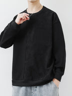 Shulei Water OBM Spring New Men'S Fashion Sweatshirt Round Neck Men'S Pullover Men'S Clothing Men'S Casual Athletic Wear - Black