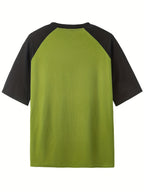 Women'S Contrast Shoulder Letter Print Short Sleeve T-Shirt Summer Design Comfortable Breathable Casual Versatile Women'S Top - Green