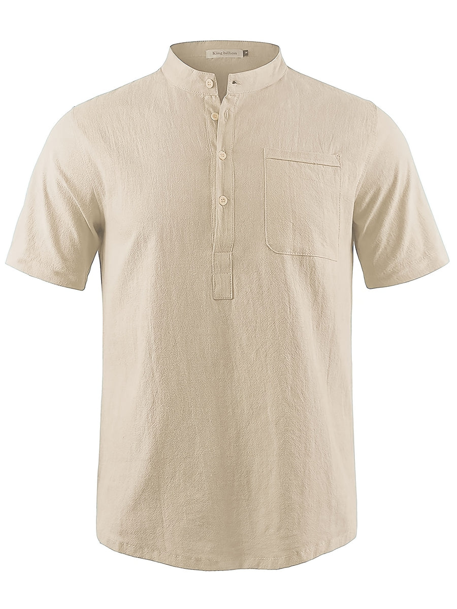 Men's Casual Shirt, Summer Short Sleeve, Lightweight and Breathable, Simple and Stylish, Versatile Casual Shirt - Khaki