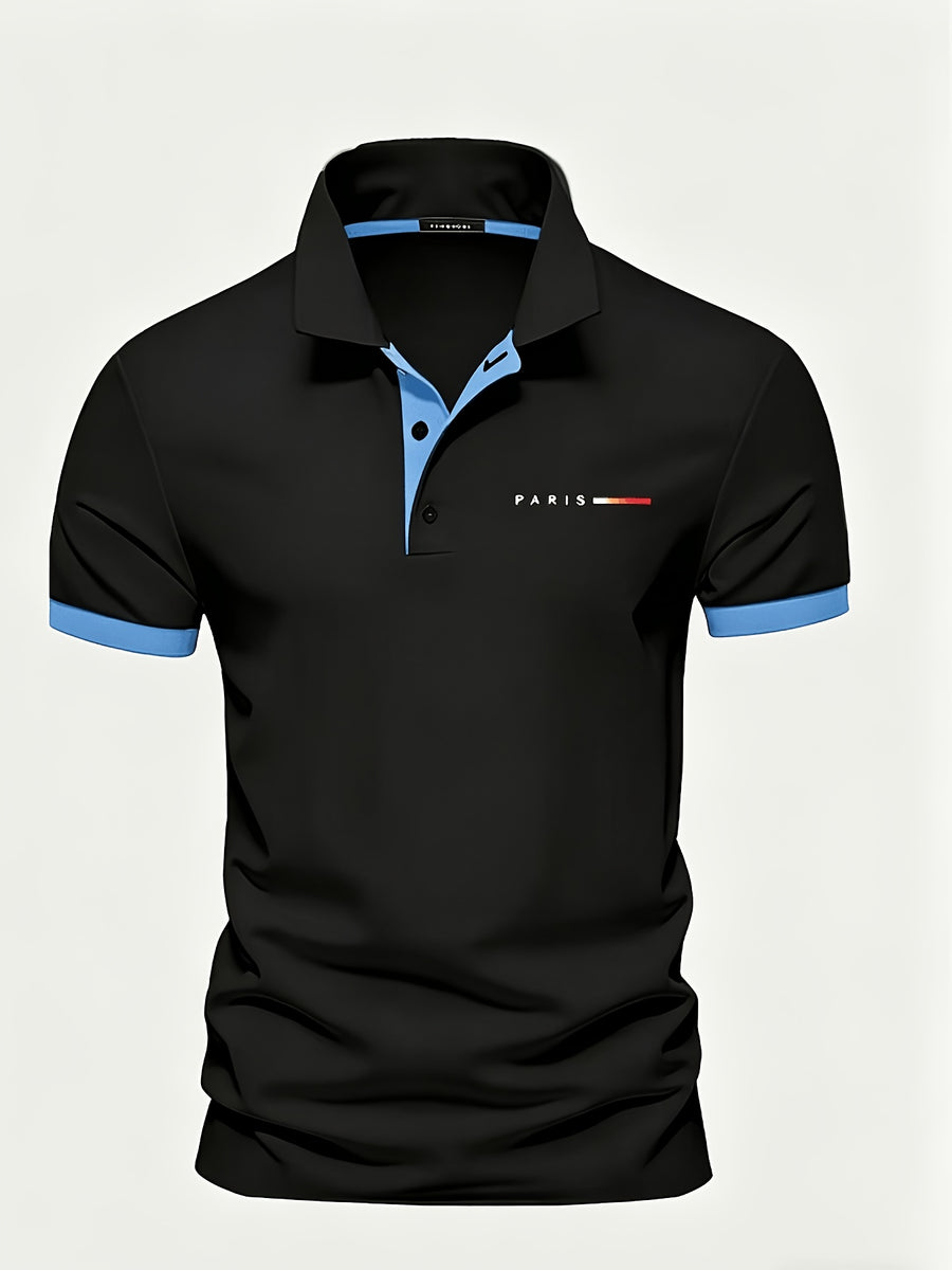 Men's Shirts, Men's Golf Shirts, Men's Short-sleeve T-shirts, the Top Choice for Summer Golf and Baseball - Black Blue