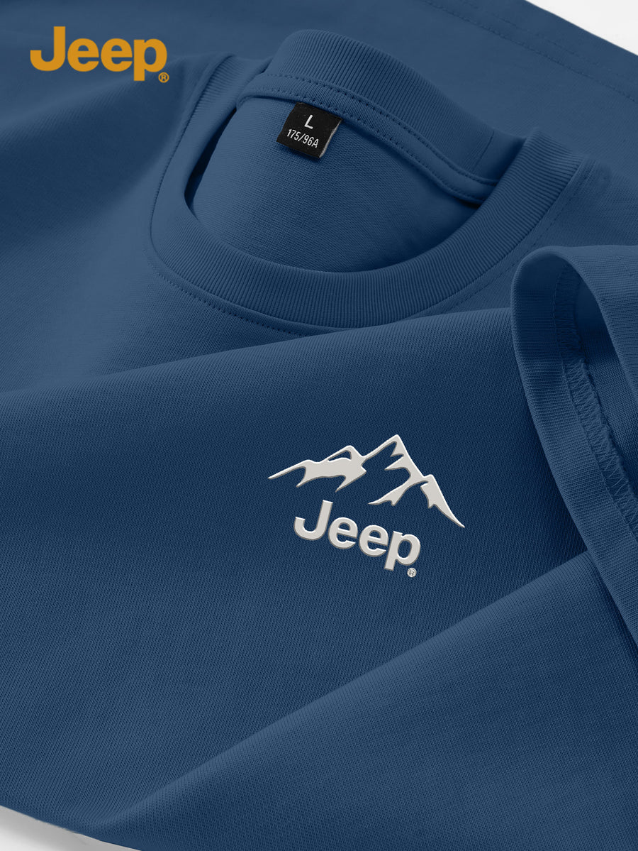 JEEP Men'S 100% Short Sleeve T-Shirt, Casual Fashion Comfort Sports Tee for Summer - Haze Blue