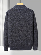 Easy And Casual Men'S Thick Knitted Cardigan, Autumn And Winter Stand Collar Zipper Top Classic Basic Style with Practical Double-Sided Pockets, Basic Style for Daily Wear of Young And Middle-Aged People - Navy Color