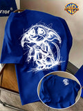 Halloween Back-to-School Season Men's Pure Short-Sleeve T-Shirt, Officially Licensed Warner Bros. Doodle Line Art Dobby Print, Versatile Casual Spring/Summer Regular Fit Top, Breathable and Skin-Friendly, Suitable for Daily Outings, Outdoor Leisure - Royal Blue