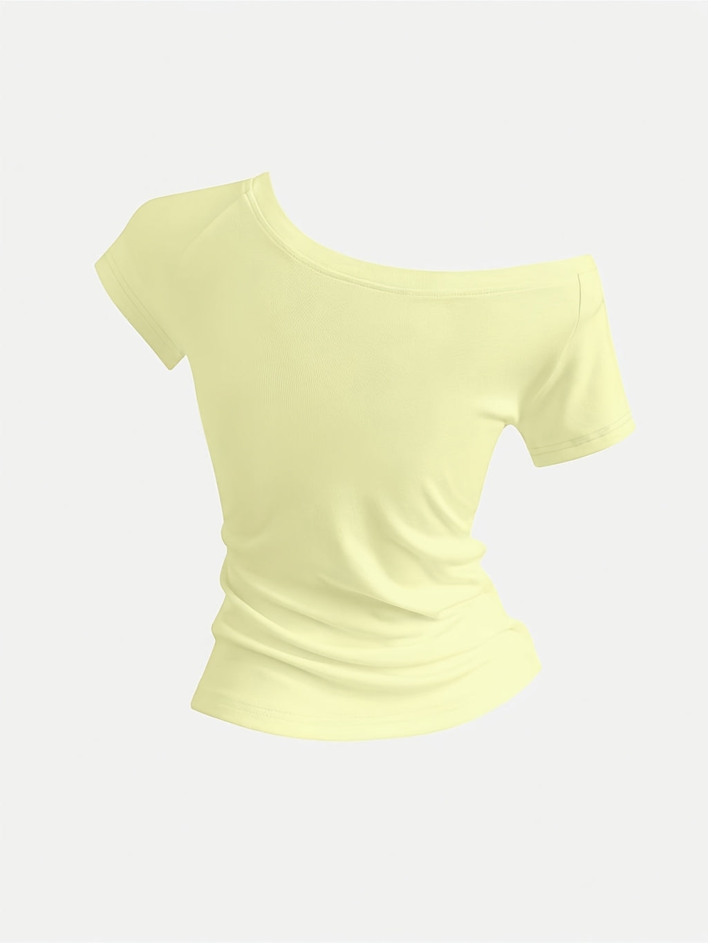 Summer Stylish Short-Sleeve American New Style Pure Desire Style Hot Slim Fit Off-Shoulder High-End Fashion Designer Top - Yellow