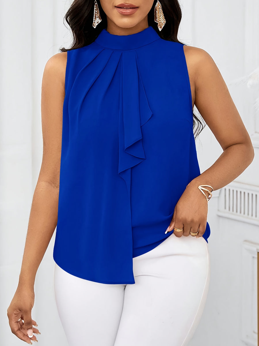 Women'S Fashion Sleeveless Short Sleeve Top - Blue