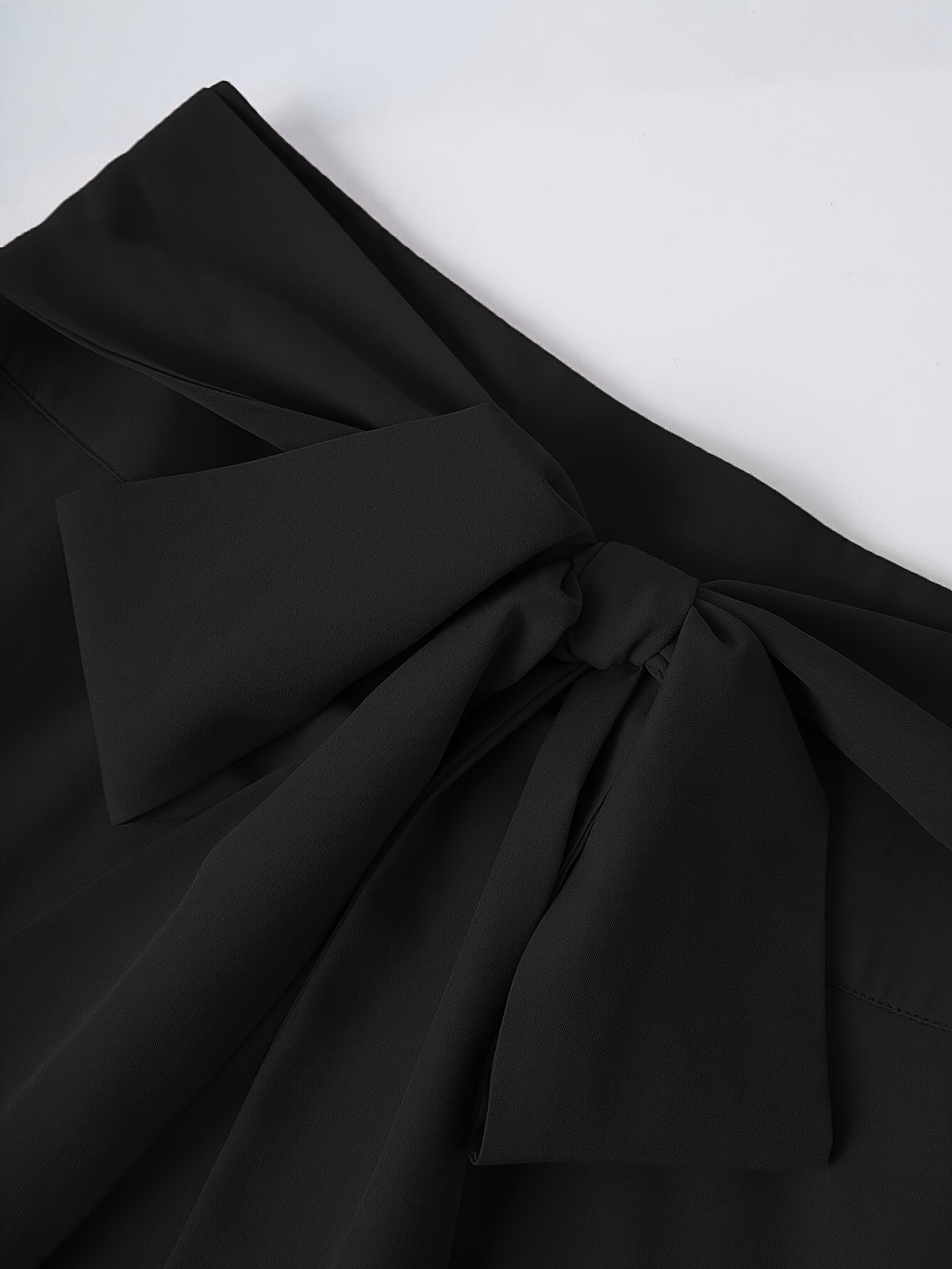 Elegant High-Waisted -Line Bell Skirt with Tie-Waist & Zipper Closure - Solid Color Flared Skirt Suitable for Daily Wear, Weddings, Parties, Spring Summer Fall Outfits, Machine Washable Non-Stretch Skirt - Black