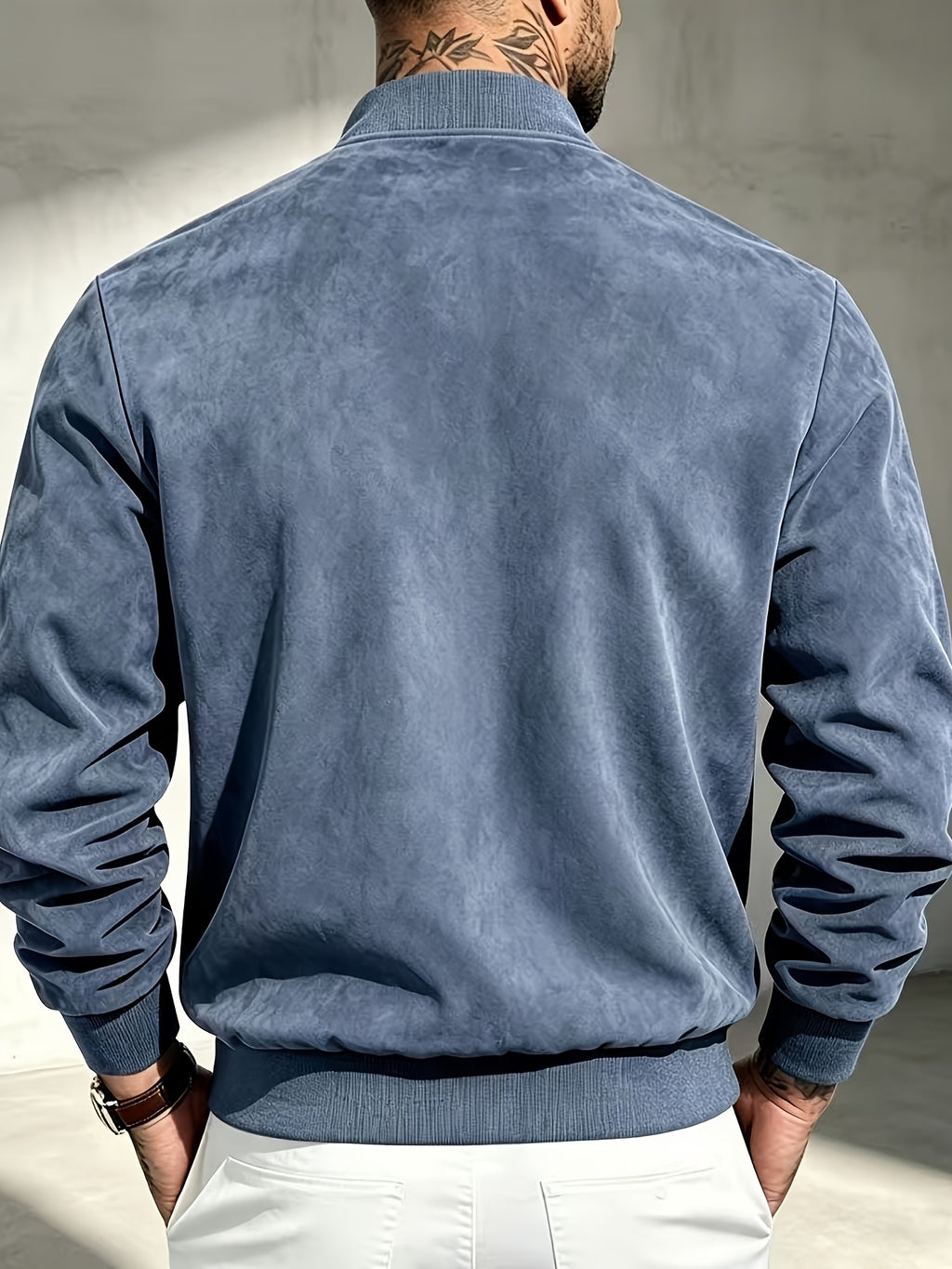 2026 New Men's Baseball Collar Jacket, Autumn Casual Zip-Up Outerwear, Loose Versatile Pilot Top - Dark Blue 1
