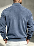 2026 New Men's Baseball Collar Jacket, Autumn Casual Zip-Up Outerwear, Loose Versatile Pilot Top - Dark Blue 1