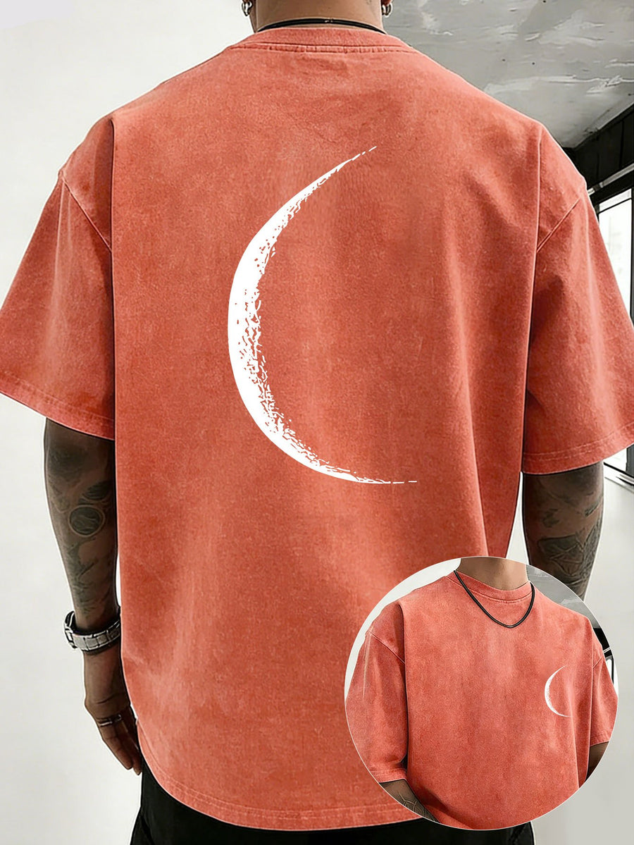 2026 Summer Trendy T-Shirt, Pure Washed Distressed, Double-Sided Print Loose Fit, Comfortable Breathable Sports Outdoor Unisex Short Sleeve - Orange