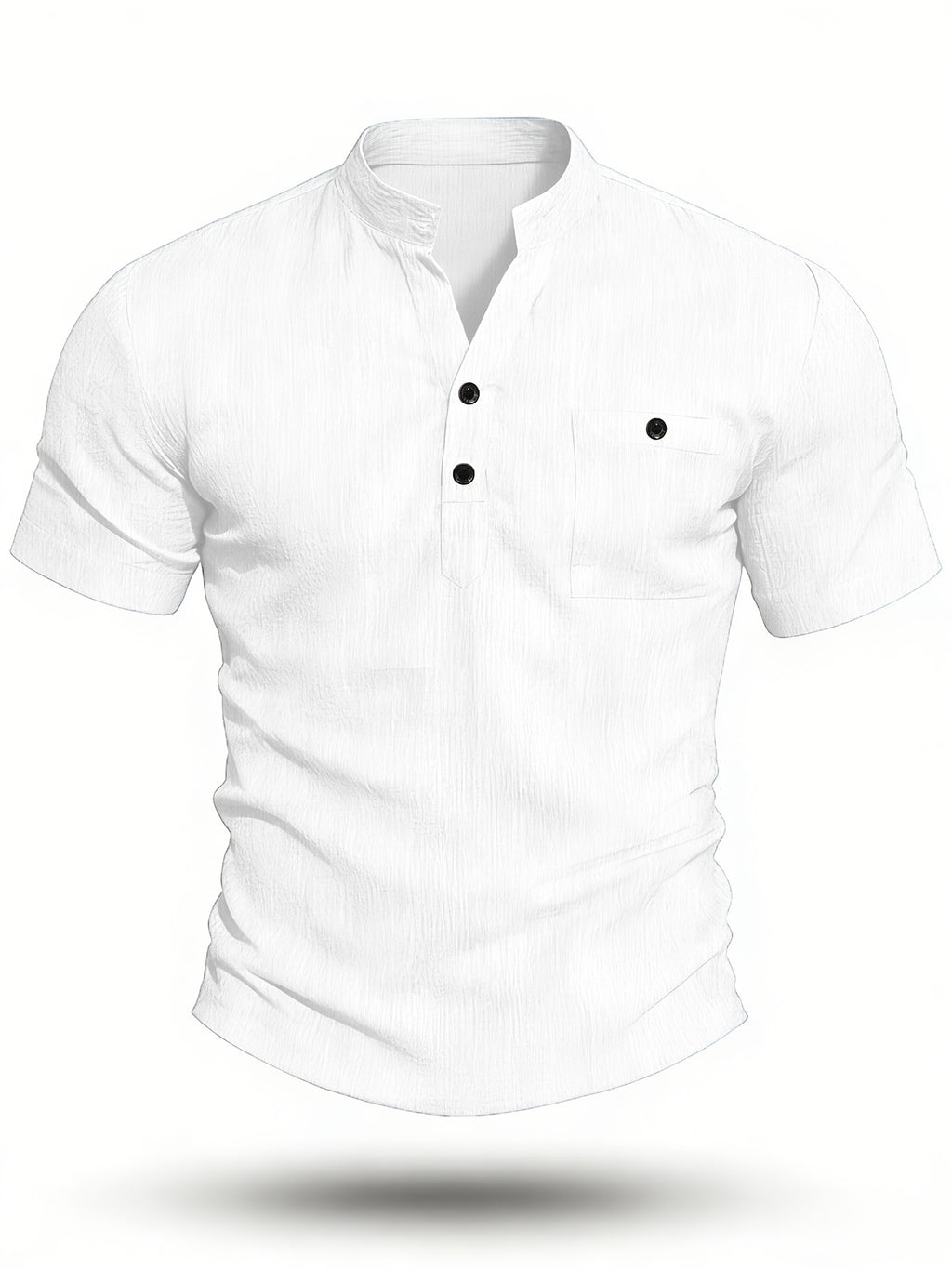 Henley Shirt Men's High-Quality Summer Short-Sleeve Henley T-Shirt - Men's Top, Old Money Style, Suitable for Golf Attire, Outdoor Camping, Fishing, and Daily Casual Wear - White