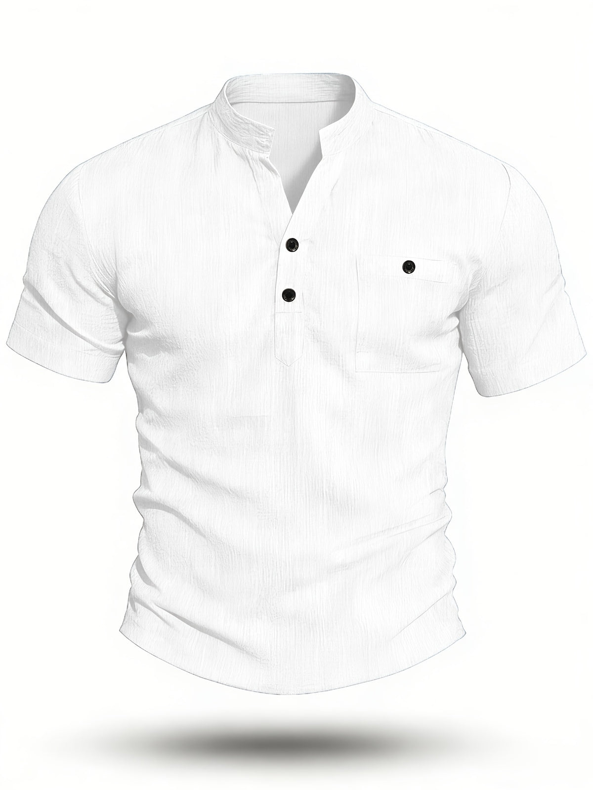 Henley Shirt Men's High-Quality Summer Short-Sleeve Henley T-Shirt - Men's Top, Old Money Style, Suitable for Golf Attire, Outdoor Camping, Fishing, and Daily Casual Wear - White
