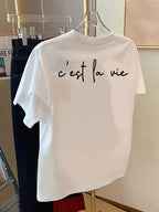 #628 Couple's Style Round Neck Maillard Reaction Niche Comfortable Short Sleeve Top 2026 - White