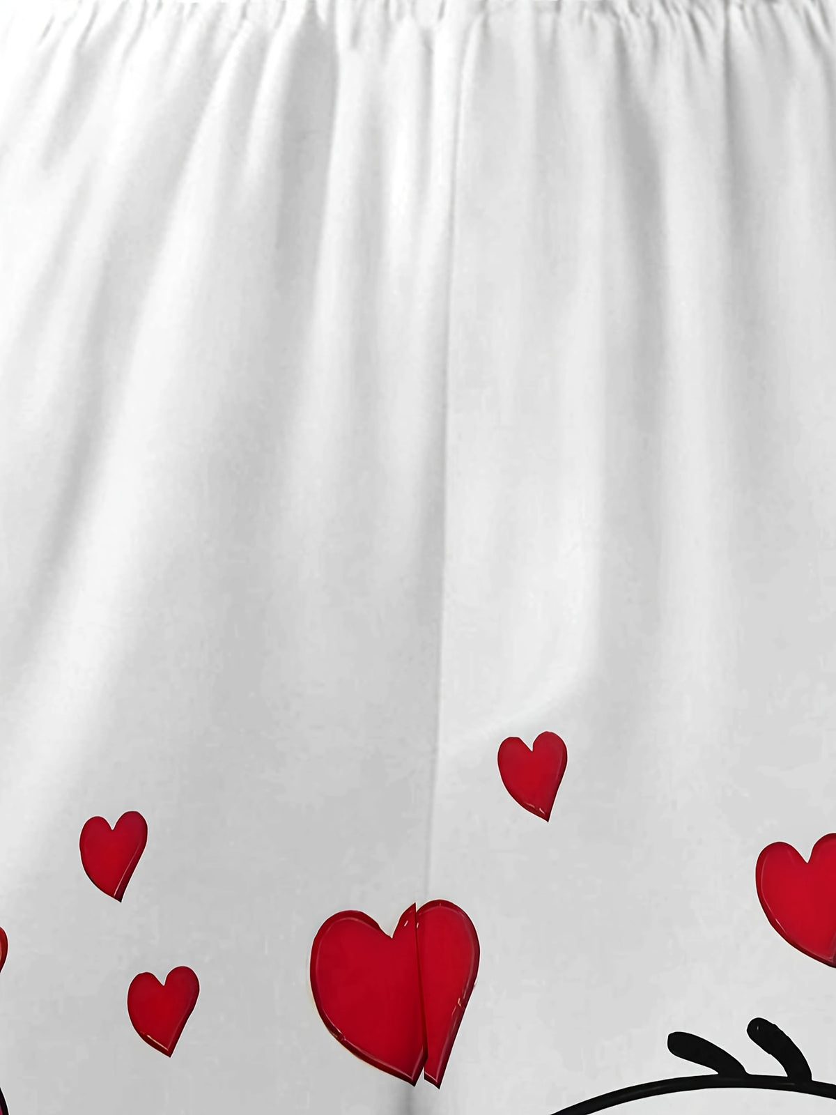 Cute Cartoon Couple And Hearts Print Wide Leg Pants Women'S Romantic Casual Fashion Trousers - White