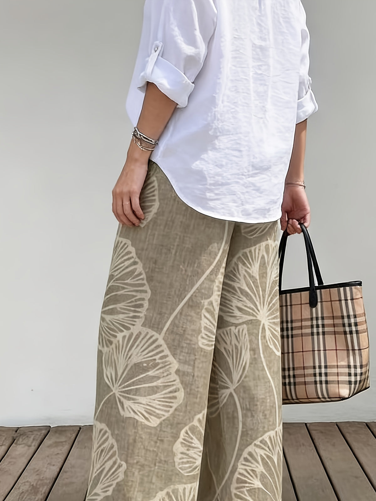 Women'S Printed Casual Pants Summer Breathable Daily Commute Vacation Versatile Wide-Leg Pants High Waist Loose Breathable Commute Vacation Travel Wear Casual Beach Long Pants Lightweight Pleated Casual Wide-Leg Pants Seaside Vacation High Waist Loo - Mixed colors