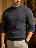 Autumn And Winter New High-End Slim Fit Half-High Collar Knit Long-Sleeve Top Suitable for Mature Men for Commuting, Business / Weekend Casual / Light Business Gatherings, Long-Sleeve Sweater, Mid-Aged Men'S Versatile Long-Sleeve Knit Sweater - Star Gray
