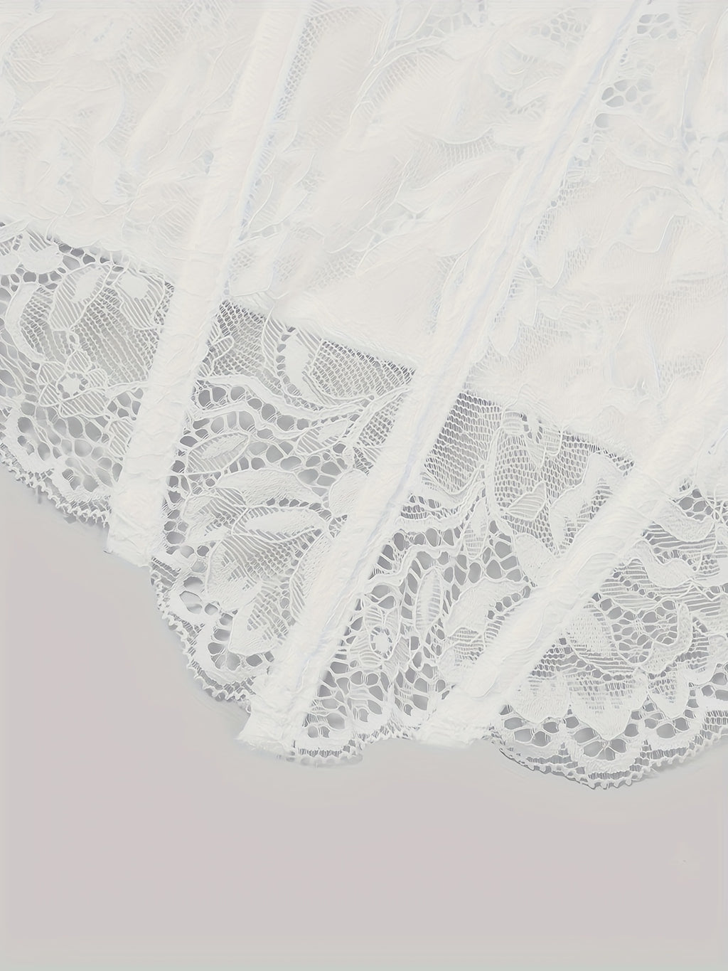 European Style Sexy Floral Lace Diamond Fishbone See-Through Women'S Corset Top - White