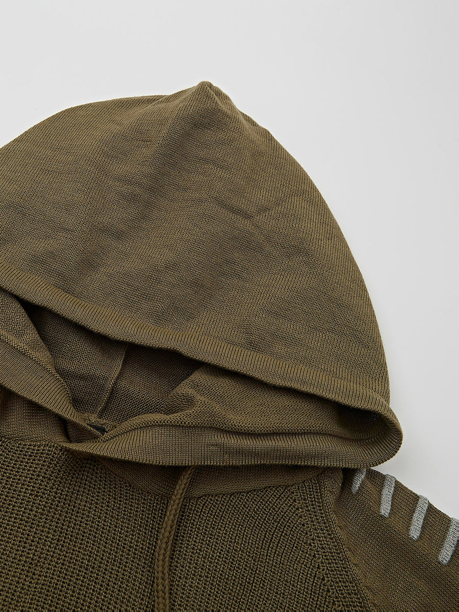 Men'S Solid Color Casual Sweater for Autumn And Winter, Knitwear for Outdoor Sports, Hoodie As a Gift with Ribbed Cuffs Design - Army Green
