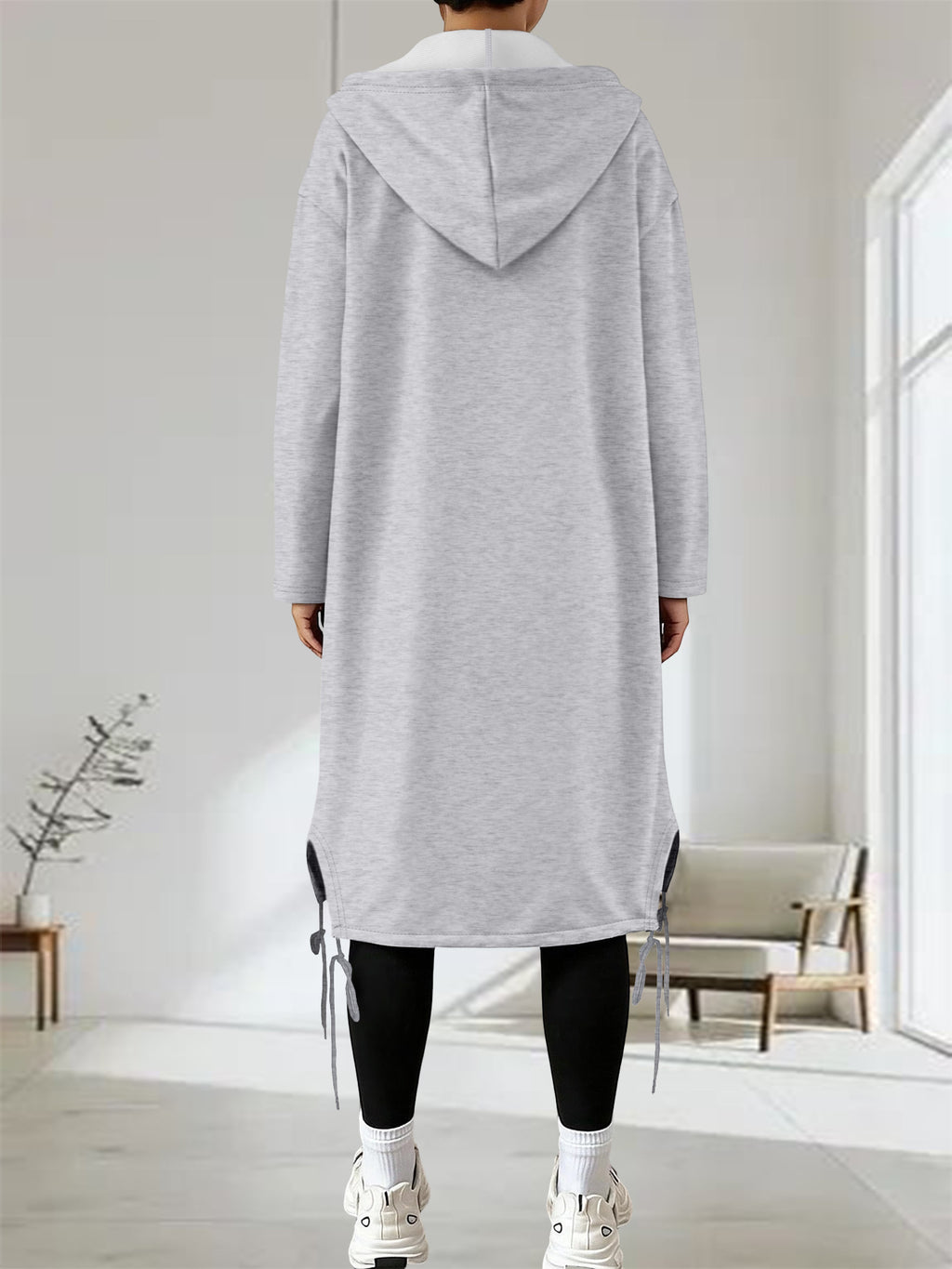Women's Autumn & Winter Casual Comfy Trendy Minimalist Versatile Long Hoodie Coat: Smooth Comfy Body-type-free, Fits Autumn/winter Multi-scenario Outfits - Grey