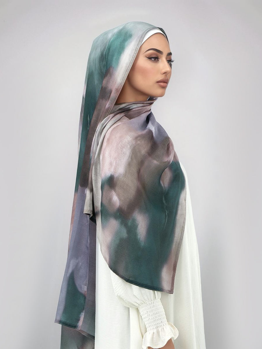 Lightweight, Breathable, And Skin-Friendly with a Soft Gradient Design; Suitable As a Headscarf Or Shawl. A Stylish Yet Modest Choice for Women for Various Occasions - from Prayer And Daily Outings to Social Gatherings - Malachite Green