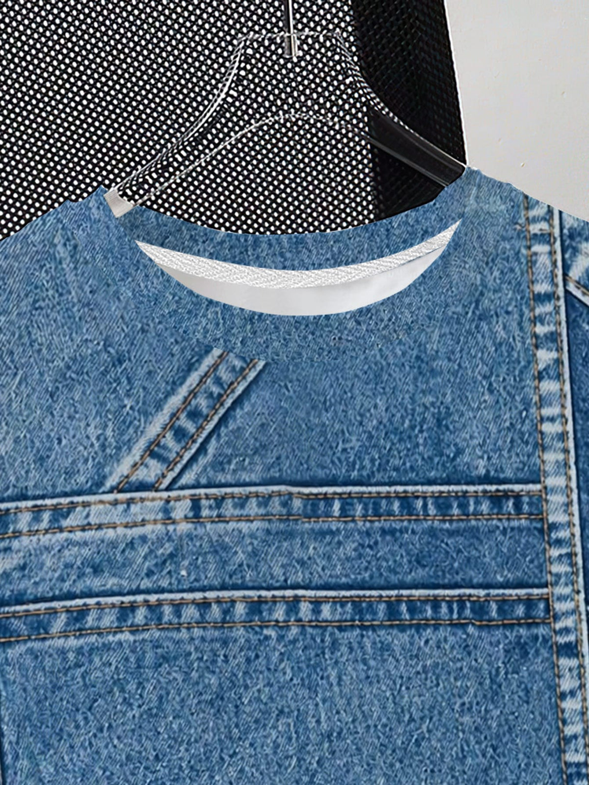 Printed Design - Not Textured [New Style] Summer Men'S Short Sleeve T-Shirt Faux Denim Loose All-Match Round Neck Top Trendy Casual Short Sleeve Base Layer - Mixed colors