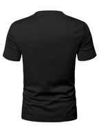 8pcs Men's Casual Knit Ribbed V-Neck T-Shirt / Soft and Comfortable Fabric / Short Sleeve / Solid Color / Crew Neck / Back-to-School Season, Casual Sporty Design Top, Multiple Colors Available, Suitable for Summer Daily Wear - Black