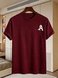 180G, 100%. Men'S Regular Fit Short Sleeve T-Shirt, Print with Location Design, High Fit Rate, All-Season Versatile - Burgundy