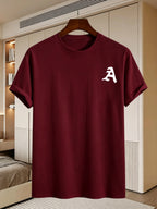 180G, 100%. Men'S Regular Fit Short Sleeve T-Shirt, Print with Location Design, High Fit Rate, All-Season Versatile - Burgundy
