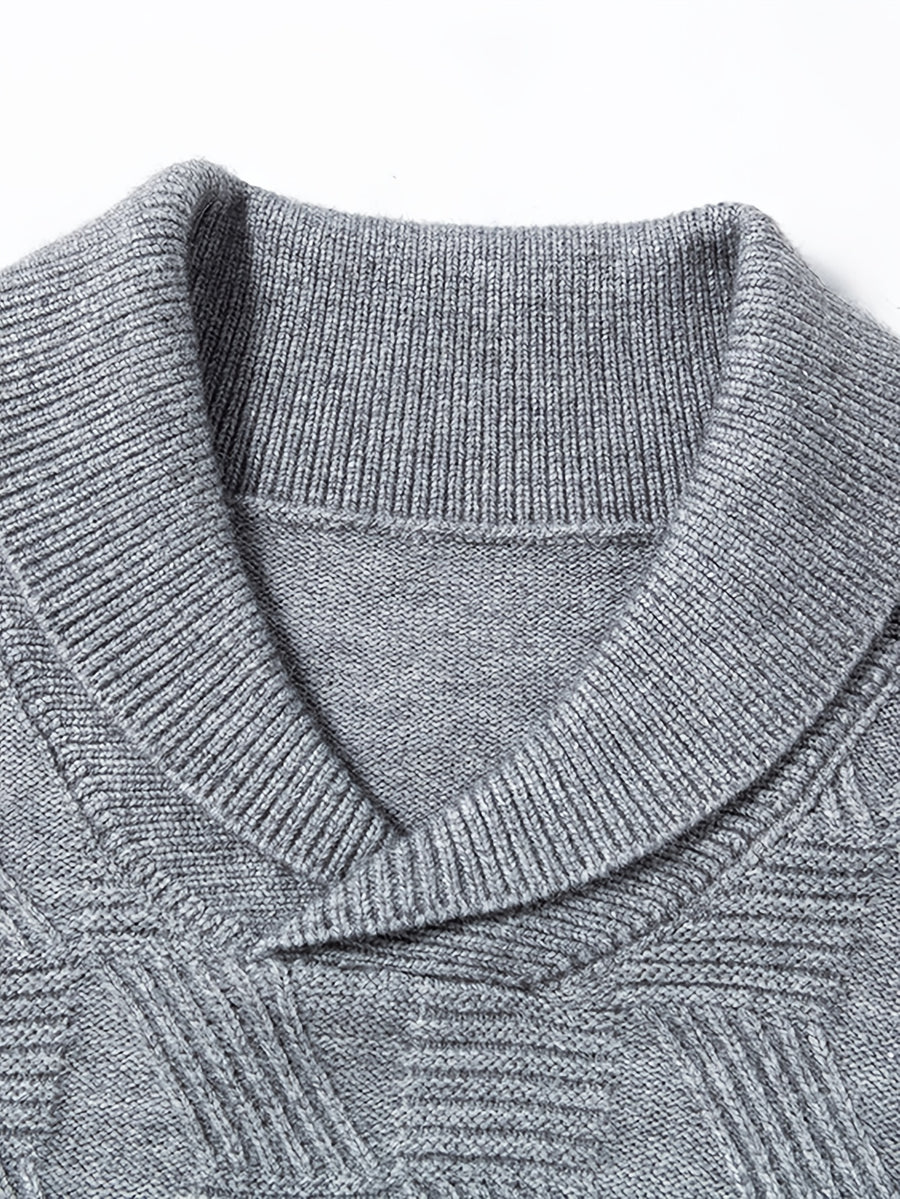 Men'S Seagull Collar Jacquard Knit Sweater, Excellent Warmth, Suitable for Autumn And Early Winter Wear. - SINBOS - Light Grey