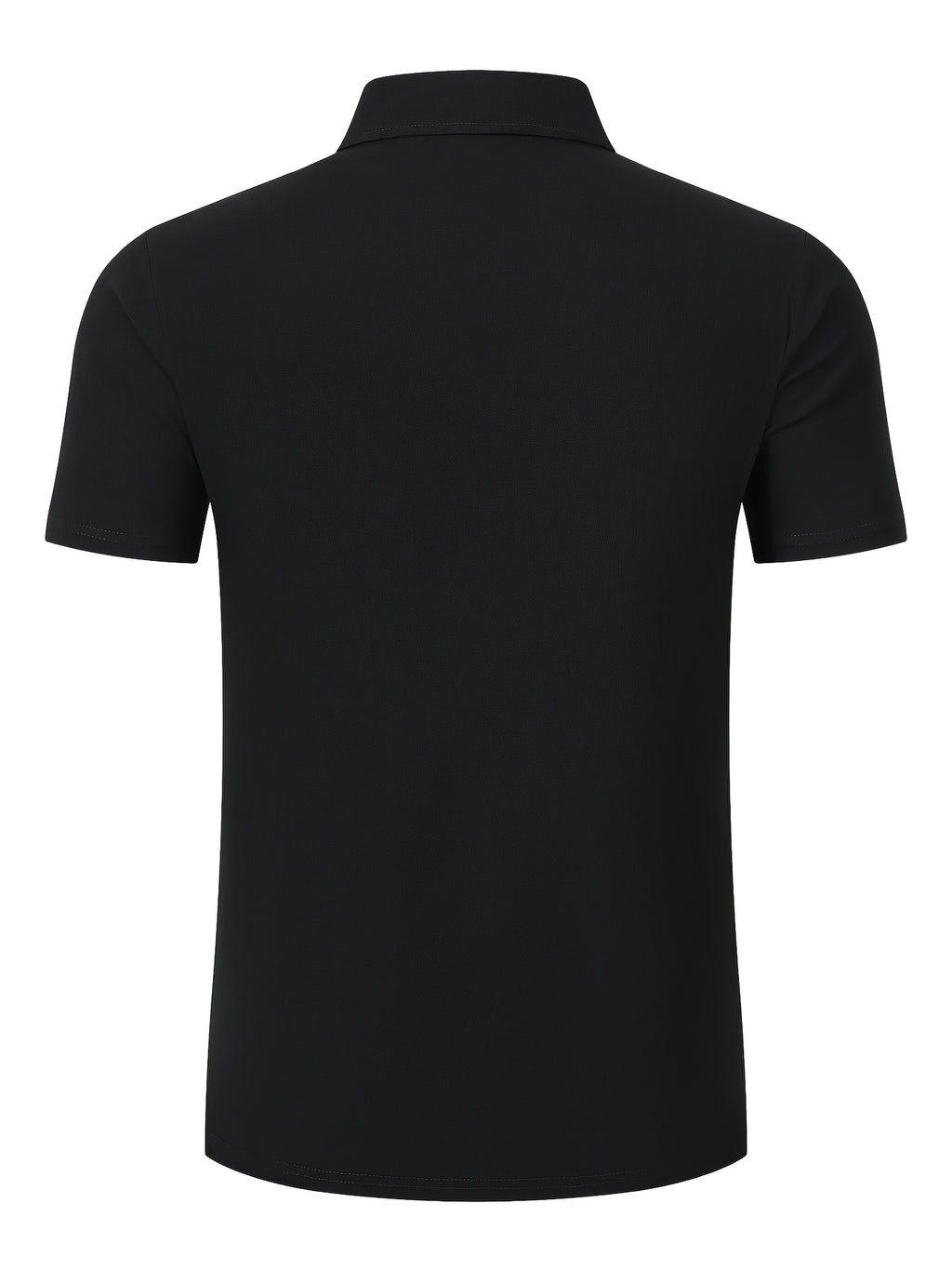 Men'S Solid Short Sleeve Polo Shirt, Slim Fit Lapel Business Casual Solid Top, Summer Easy Fashion Men'S Wear for Pool Parties, Beach Vacations, Ideal Gift for Beachwear, Daily Commute, Casual Lazy Style - Black