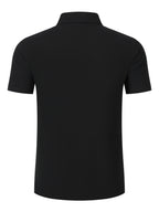 Men'S Solid Short Sleeve Polo Shirt, Slim Fit Lapel Business Casual Solid Top, Summer Easy Fashion Men'S Wear for Pool Parties, Beach Vacations, Ideal Gift for Beachwear, Daily Commute, Casual Lazy Style - Black