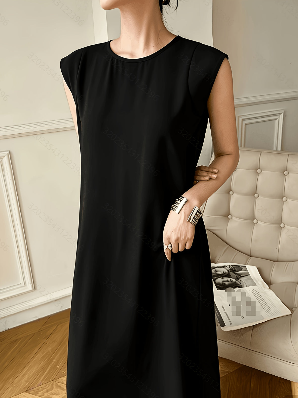 Middle Eastern Muslim Lady'S Solid Color Elegant Casual Long Dress, Sleeveless Comfortable Floor-Length Abayas As The Inner Layer of The Dress, Long Dress for Ramadan/Eid Al-Fitr, Sleeveless Dress for Ladies' Casual Home And Outdoor Wear - Black