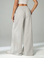 Women'S Autumn Winter High Waist Elastic Waist Loose Wide Leg Pants - Granny Gray