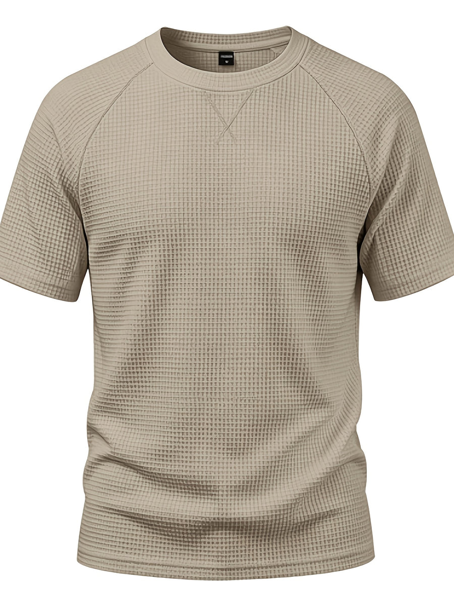 Men'S Summer Easy Fashion Loose Comfortable Breathable Casual Round Neck Short Sleeve T-Shirt - Khaki
