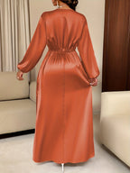 Women's Solid-color Simple Daily and Party Banquet Satin Bridesmaid Dress with Pleated Design - Rose Brown