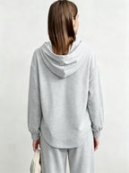 California Letter Print Casual 2pcs Set - Long Sleeve Hooded Drawstring Sweatshirt And Elastic Waist Sweatpants, Loose Fit Loungewear Set, Comfortable Sporty Outfit - Perfect for Daily Wear, Running, Yoga, Traveling And Vacation - Light Grey