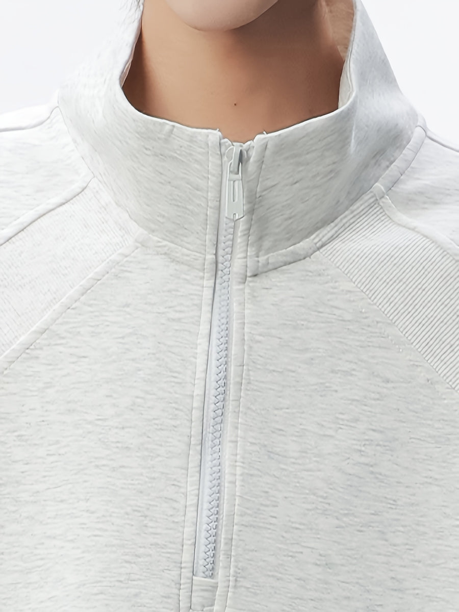 Summer Half-Zip Stand Collar Short Sleeve T-Shirt Men'S Loose Premium Air Layer Shoulder Sleeve Design Versatile Top - Khaki 1