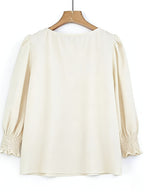 2503 Women's Casual Minimalist Solid Color Shirt Top - Apricot