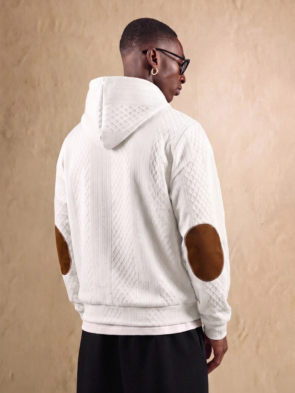 1 Men's Fashionable Casual Hooded Sweatshirt | High-End Skin-Friendly Soft Textured Jacquard Fabric | Hooded Button Design | Breathable and Warm | for Indoor Gatherings and Outdoor Sports | Wardrobe Essential for Casual Vacation Style | Suitable - White