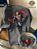 Warner Bros. Authentic Men's Pure Cotton Short-Sleeve T-Shirt, Featuring a Classic Hand-drawn Sketch-style Superman Core Pattern + S Shield Logo Creative Print. The Sketch Design Has Finely Detailed Layers, and the Pure Cotton Fabric Dispels Summer - Dark Gray
